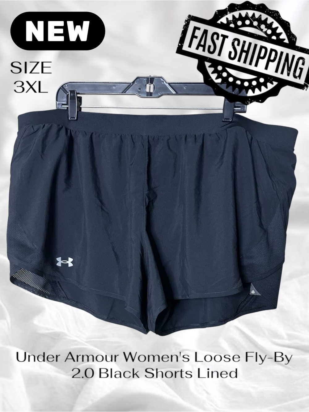 Under Armour Women's Loose Fly-By 2.0 Black Shorts Size 3XL Lined NWT FAST SHIP